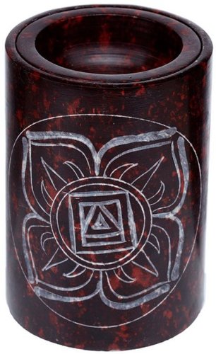 Candela aromaterapie pentru uleiuri esentiale - Deep Red Soapstone Carved Chakra Oil Burner