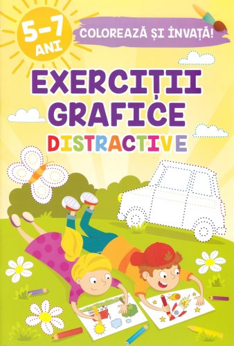 Exercitii grafice distractive 5-7 ani Coloreaza si invata 