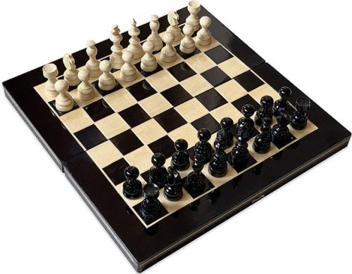 Joc Sah si Table din lemn alb-negru 45x45 cm