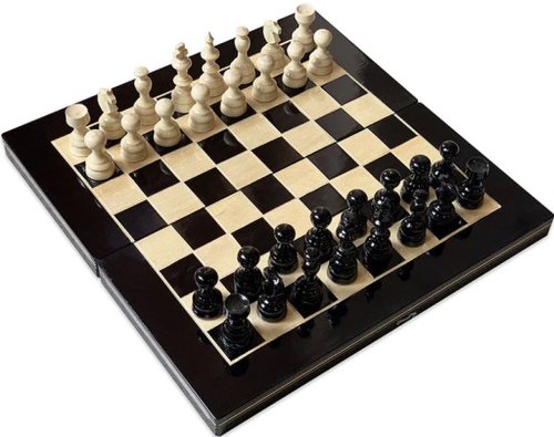Joc Sah si Table din lemn alb-negru 51x51 cm