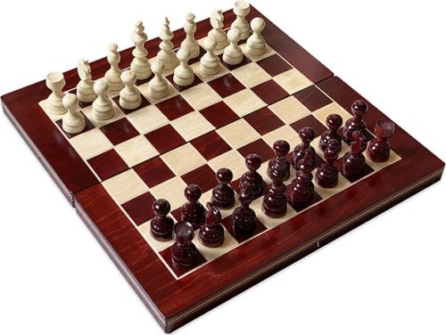 Joc Sah si Table din lemn alb-rosu 39x39 cm