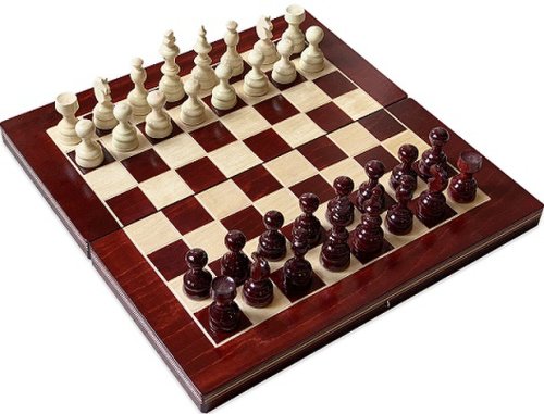 Joc Sah si Table din lemn alb-rosu 45x45 cm