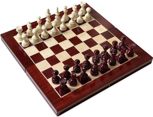 Joc Sah si Table din lemn alb-rosu 51x51 cm