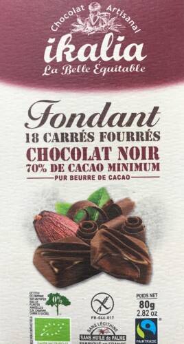 Bomboane cu umplutura de ciocolata neagra - Carres Fourres Bio | Ikalia