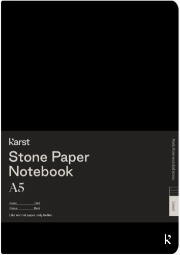 Carnet A5 - Stone Paper - Hardcover, Lined - Black | Karst