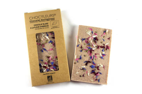 Ciocolata alba cu flori de hibiscus | Choc Fleurs