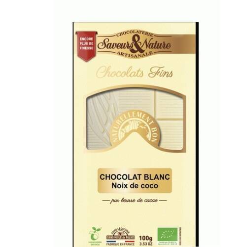 Ciocolata alba - Noix coco 100g Bio | Saveurs et Nature