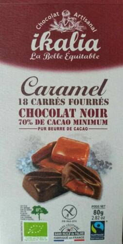 Ciocolata artizanala - Carres Fourres Caramel Fleur De Sel Noir Bio | Saveurs et Nature
