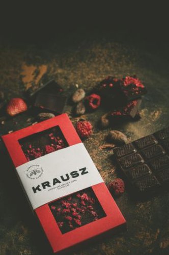 Ciocolata artizanala neagra 72% cu fructe de padure | Krausz