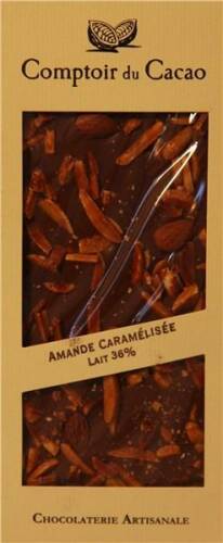 Ciocolata cu lapte si migdale caramelizate | Comptoir du Cacao