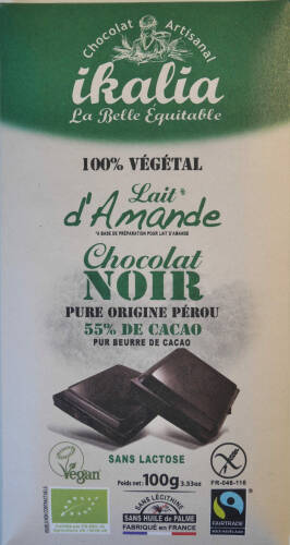 Ciocolata neagra cu lapte de migdale Bio | Ikalia