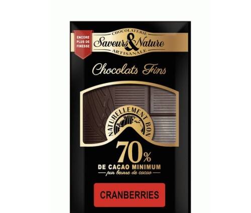 Ciocolata neagra - Table Noir 70% Cranberries Bio | Saveurs et Nature