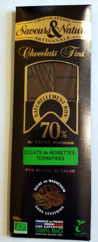 Ciocolata neagra - Table Noir 70% Noisette, 100g Bio | Saveurs et Nature