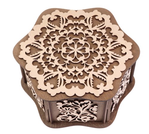 Cutie lemn - Hexagon, 18x21x11 cm | Acrilat WoodBox