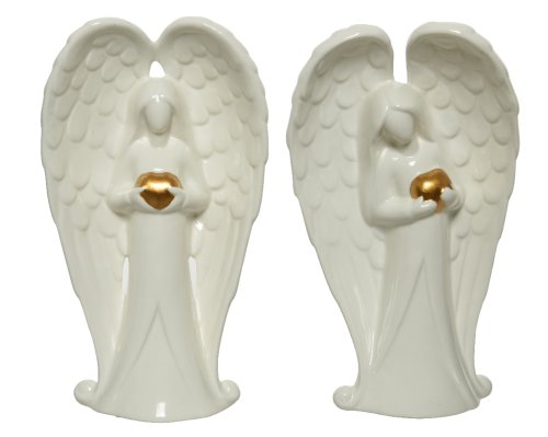 Decoratiune - angel with heart porcelain - mai multe modele | kaemingk