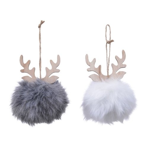 Decoratiune - ball polyester faux fur with antlers - mai multe modele | kaemingk