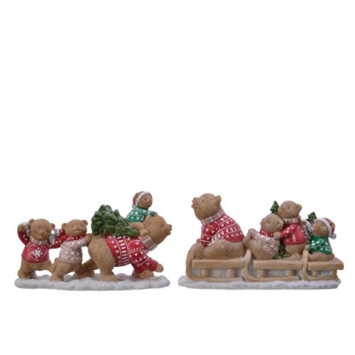 Decoratiune - bear on sleigh with tree - mai multe modele | kaemingk
