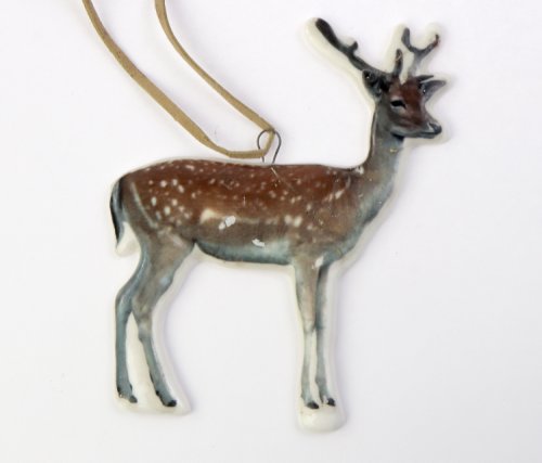 Decoratiune Craciun - Porcelain Deer on String, brown 6x10cm | Drescher