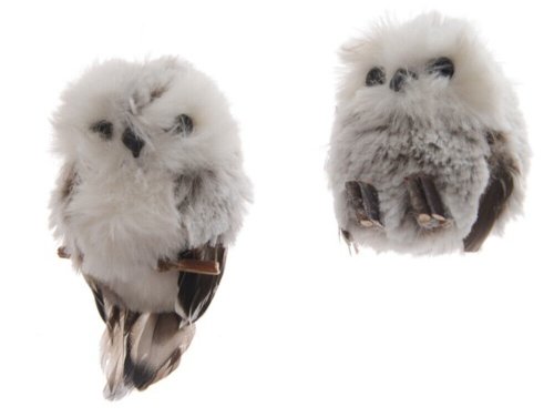 Decoratiune - Owl Polyester Feathers, Grey - mai multe modele | Kaemingk