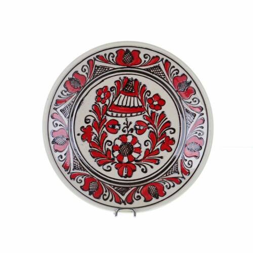 Farfurie traditionala ceramica rosie de corund 19 cm | Invie Traditia