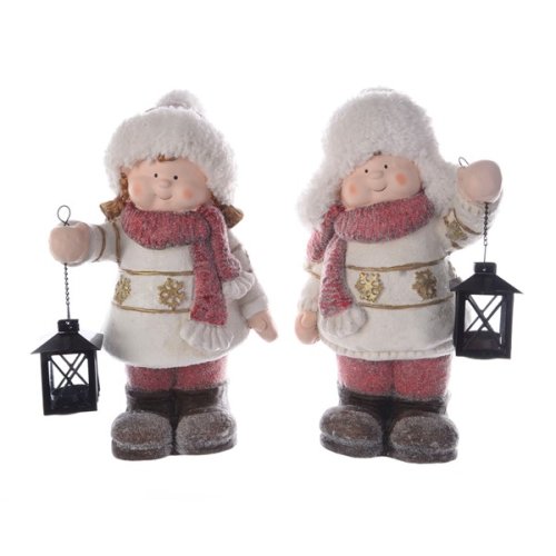 Figurina decorativa - Poly Winter Kids - Boy and Girl with Lantern - mai multe modele | Kaemingk
