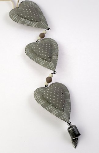 Ghirlanda - 3 hearts fabric metal, grey 45cm | pusteblume