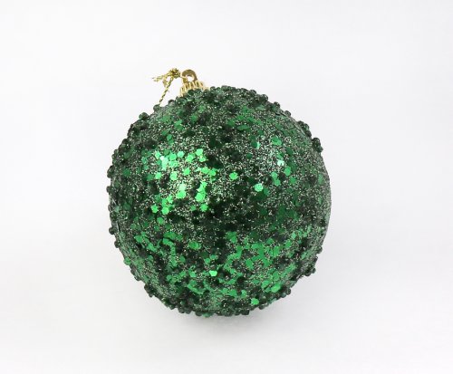Glob de Craciun - Foam Bauble Pine Green Glitter, 8cm | Kaemingk
