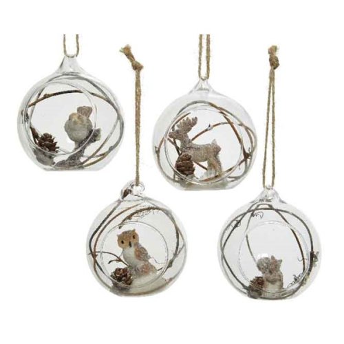 Glob decorativ - Glitter Bauble with Figurine on Branches - Brown - mai multe modele | Kaemingk