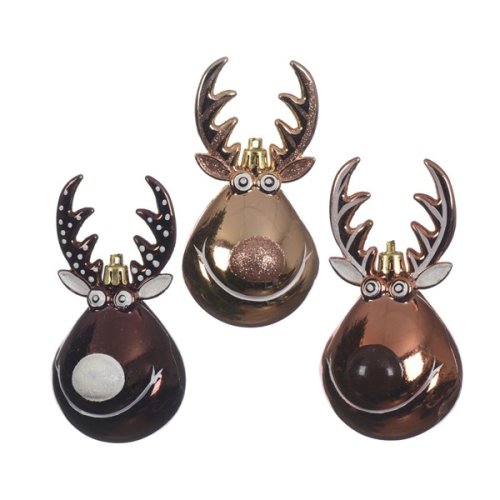 Glob decorativ - Reindeer with Hanger - Suede Brown, Copper, Dark Chocolate - mai multe culori | Kaemingk