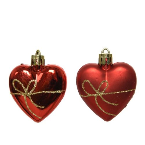 Glob - Heart Plastic Gold Glitter Bow - Red, mai multe modele | Kaemingk