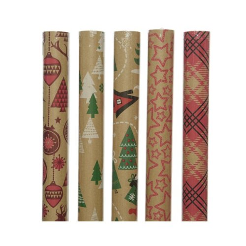Hartie de impachetat - Giftwrapping Paper Tree, Deer, Check, Star, Santa - mai multe modele | Kaemingk