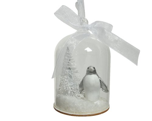 Ornament brad - Glass Bow, Penguin, Tree, Snow - White | Kaemingk