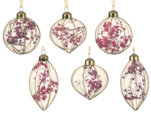 Ornament brad - Glass Glitter Lines, Gypsophila - Pink, mai multe modele | Kaemingk