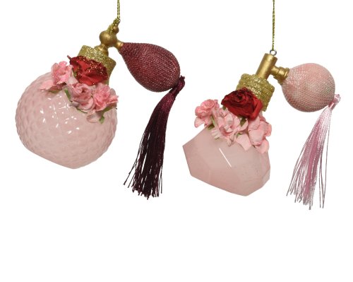 Ornament brad - Perfume Glass Glitter Tasse Flower Pum, doua modele | Kaemingk
