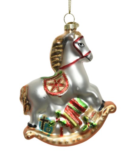 Ornament brad - Rocking Horse Glass Presents | Kaemingk