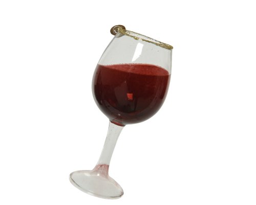 Ornament brad - Wine Glass - Gold Glitter Line - Red Oxblood Liquid | Kaemingk
