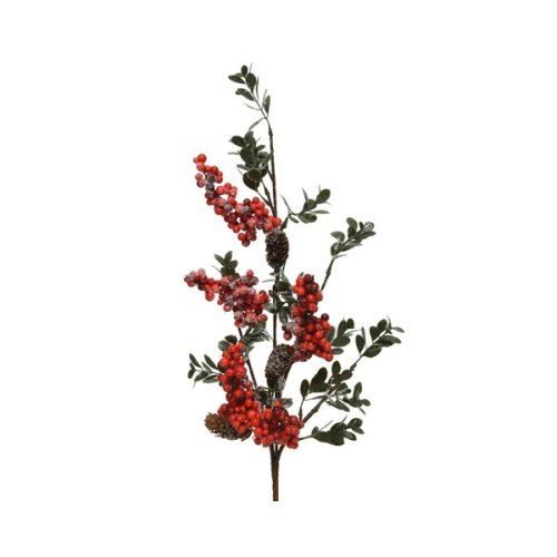 Ornament - spray plastic berries - pinecones | kaemingk