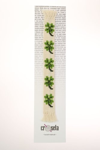 Semn de carte cusut manual - Trifoi verde | Croseta