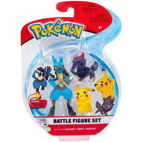 Set 3 figurine Pokemon - Pikachu, Zorua & Lucario | Wicked Cool Toys