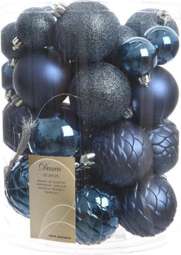 Set 38 globuri - Decoris Pinecone assorted, night blue | Kaemingk
