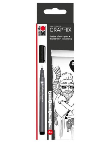 Set 4 pixuri - Fineliner Black Graphix | Marabu