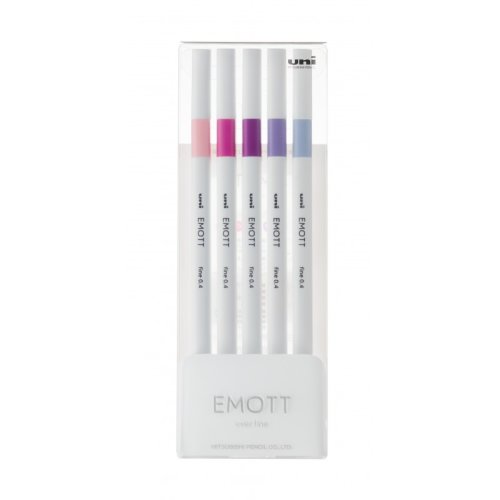 Set 5 finelinere - Emott No. 7, 0.4mm, pastel | Uni