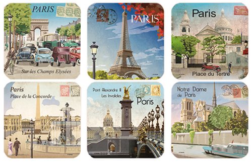 Set 6 suporturi pentru pahar - Paris Monuments | Cartexpo
