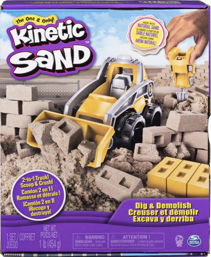 Set constructie - Nisip Kinetic - Dig and Demolish Truck, 454g | Spin Master