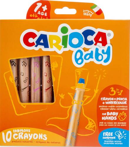 Set creioane colorate - Carioca Baby 3 in 1, 10 culori | Carioca