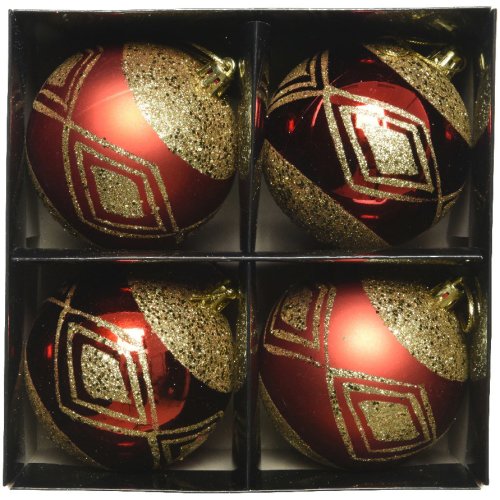 Set globuri - Decoris Gold Glitter, 8cm, 4 bucati | Kaemingk