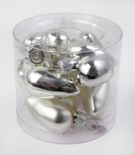 Set globuri - Heart Mat, Shiny Silver, 8 pieces 4cm | Drescher