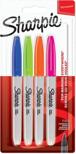 Set markere - Sharpie Permanent Marker, fine point, 4 bucati | Sharpie