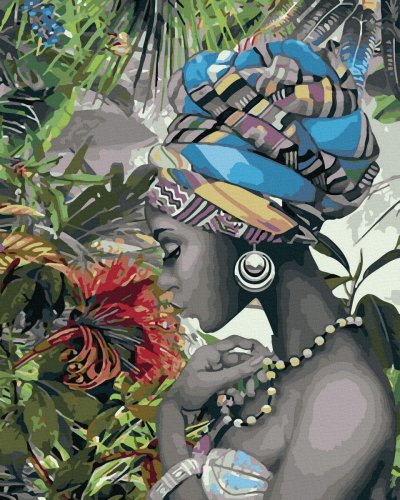 Set pictura pe numere - african beauty, 40x50 cm | acuarello