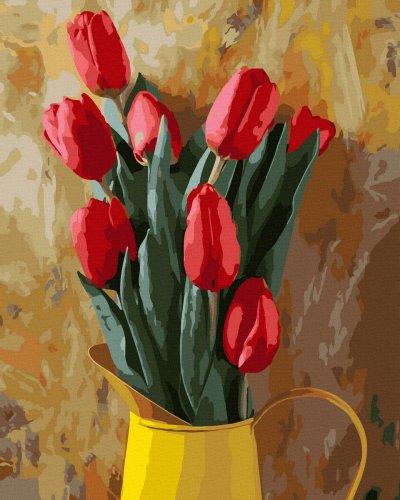 Set pictura pe numere - Lalele rosii, 40x50 cm | Acuarello